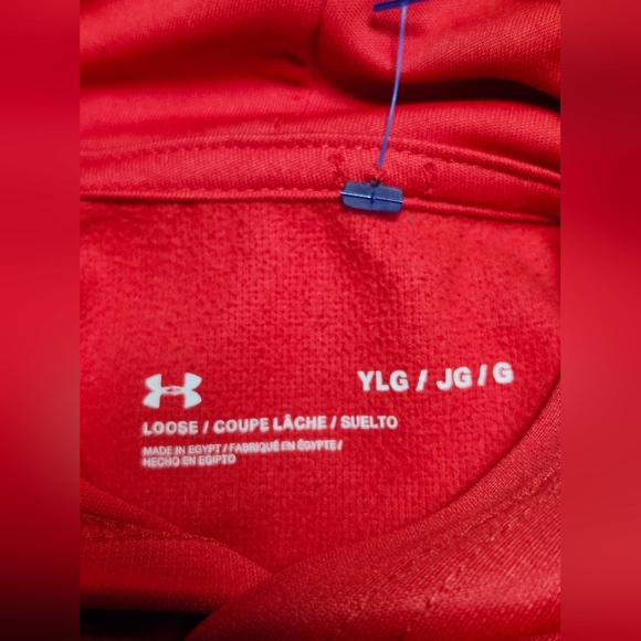 Under Armour Cherry Red Logo'd Hoodie Sweatshirt In Youth Large Size (14-16) - Picture 4 of 11